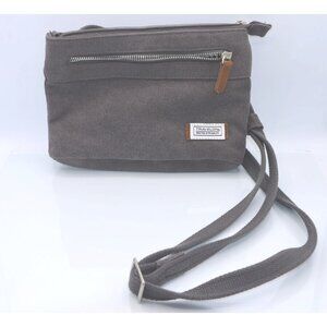 Travelon RFID Crossbody Bag With Striped Lining  Adjustable Strap In Gray Canvas